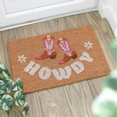 The Range Natural Coir Howdy Cowboy Boot Doormat - 60cm