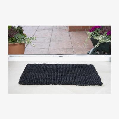 The Range Naturelle Whitefield 45x75cm Black Boucle Woven Jute Mat - Brown