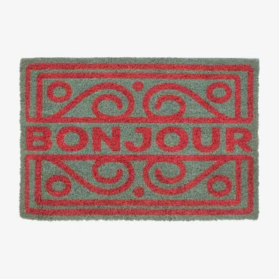 The Range Neon Bonjour Coir Doormat - Red & Grey