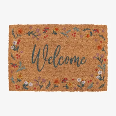 The Range Natural Botanical Coir Doormat Welcome Guests Indoors - Brown