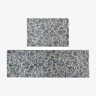 The Range Machine Washable Mega Mat Doormat and Runner - Floral - Grey