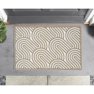 The Range Washable Geometric Doormat - Grey or Brown