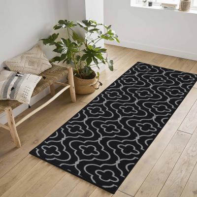 The Range Machine Washable Quatrefoil Design Anti Slip Doormats - Runners - Black / 80x300 cm Runner