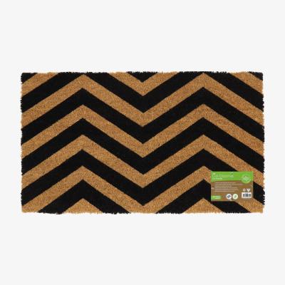 The Range Latex Backed Zigzag Coir Door Mat  - Natural Coir with Black Design