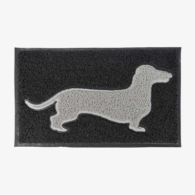 The Range Grey Dog Silhouette Recycled Rubber Non-Slip Doormat with Black background - Black