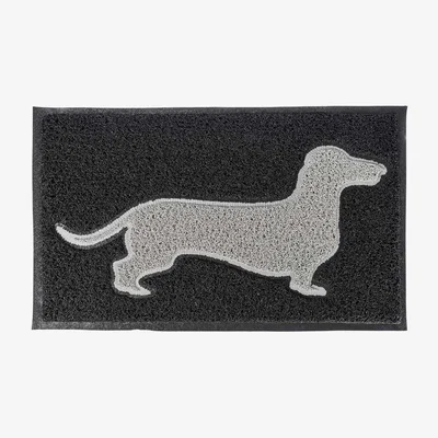 The Range Grey Dog Silhouette Recycled Rubber Non-Slip Doormat with Black background - Black