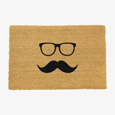 The Range Mustache Glasses Doormat - Black