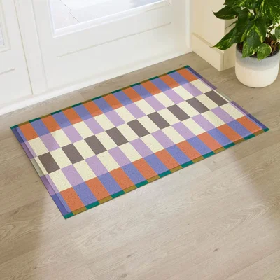 The Range Elizabeth Olwen Blue Purple Check Indoor/Outdoor Doormat (90x60cm) - Multi