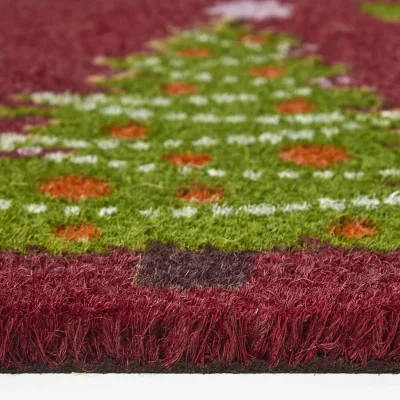 The Range Christmas Tree Non-Slip Coir Doormat, 40 x 60 cm - Red