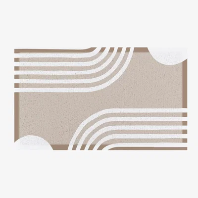 The Range Beige Abstract Lines Indoor Outdoor Doormat - Beige