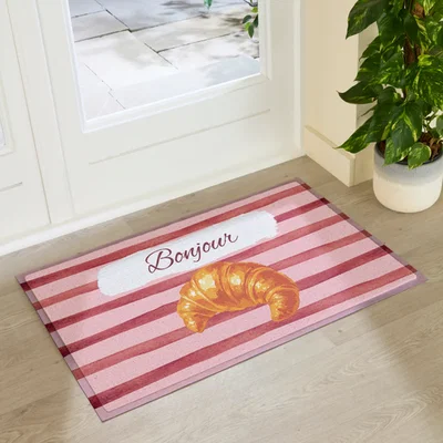 The Range Croissant Bonjour Indoor Outdoor Doormat - Multi / 90 x 60cm