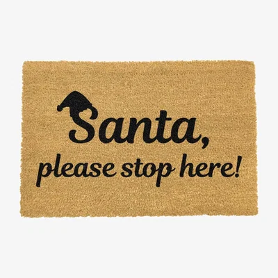 The Range Santa Please Stop Here Doormat - Black