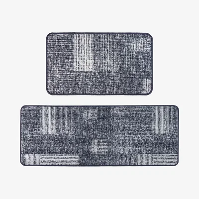 The Range Fiora Machine Washable Door Mat & Runner Set - Muted Matrix - Grey