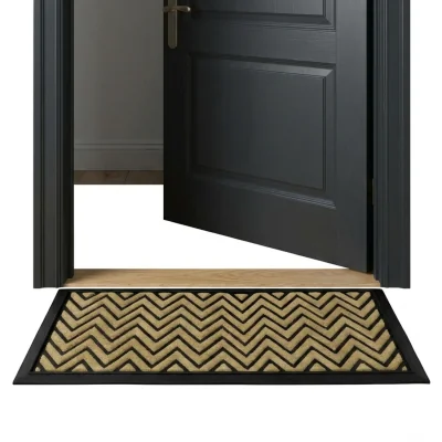 The Range 1 x Zig Zag Non-Slip Super Absorbent 40x60cm Scraper Doormats - Brown