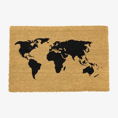 The Range World Map Doormat - Black