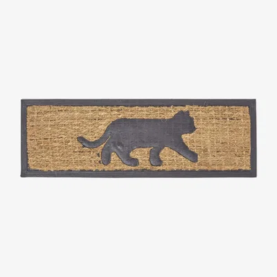 The Range Black Cat Silhouette Non-Slip Coir Doormat - Black