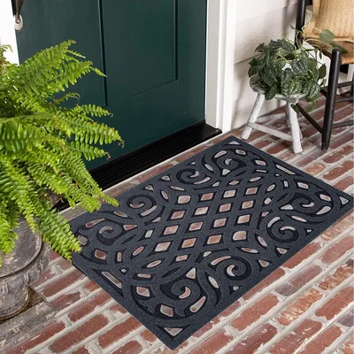 The Range Victorian Style Eco Door Mat for Outdoor - Dark Grey - Grey / 75cm x 44cm
