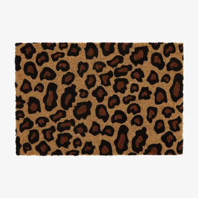 The Range Eco Friendly Backed Coir Entrance Door Mat,Leopard Design - Black