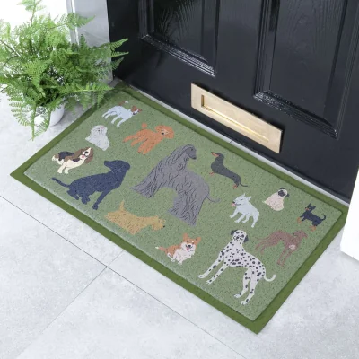 The Range Dog Breeds Indoor Outdoor Doormat - Green