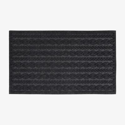 The Range Knit Design Scraper Cable Door Mat, Charcoal