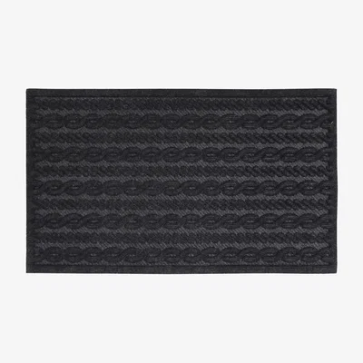 The Range Knit Design Scraper Cable Door Mat, Charcoal