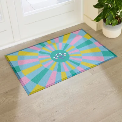 The Range Elizabeth Olwen Blue Sun Face Indoor/Outdoor Doormat (90x60cm) - Multi / 90 x 60cm