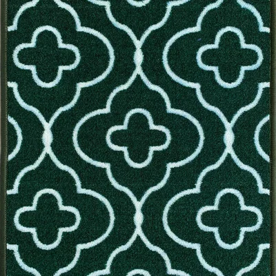 The Range Machine Washable Quatrefoil Design Anti Slip Doormats - Runners - Emerald / 40x60 cm Rectangle