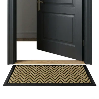 The Range 2 x Zig Zag Non-Slip Super Absorbent 40x60cm Scraper Doormats - Brown