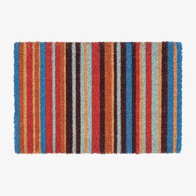 The Range Pinstripe Coir Door Mat - Multi