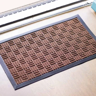 The Range Textured Coir Indoor Door Mat with Latex Backing - Brown