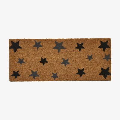 The Range Astley Printed Step Mat with PVC Backing 25 x 60cm Stars - Brown