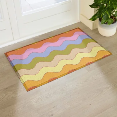 The Range Elizabeth Olwen Wavey Lines Indoor/Outdoor Doormat (90x60cm) - Multi / 90 x 60cm