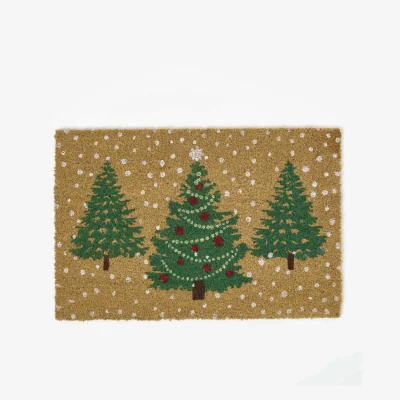 The Range Coir Doormat Christmas Trees, 60 x 40 cm - Green