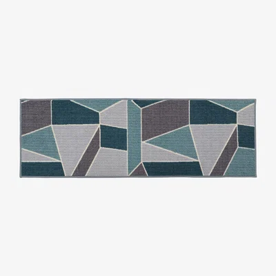 The Range JVL Fiora Machine Washable Runner Mat, 50 x 150 cm, Duck Egg - Duck Egg