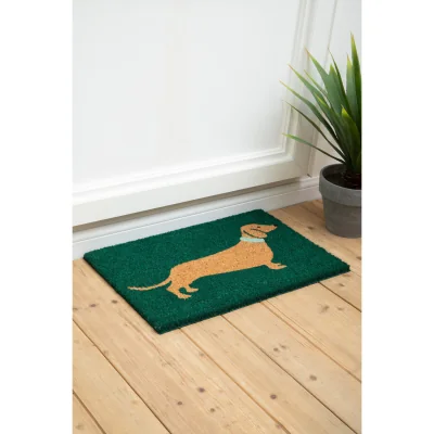 The Range Filta Sausage Dog Coir Doormat - Brown & Green