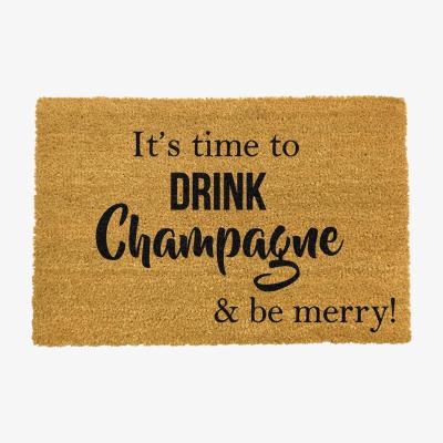 The Range It's Time to Drink Champagne  Be Merry Doormat - Black