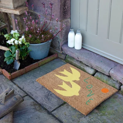 The Range Elizabeth Olwen Swan Love Coir Doormat (60x40cm) - Brown