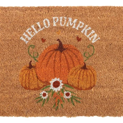 The Range Hello Pumpkin Coir Doormat Autumn Welcome for Indoor Use - Brown