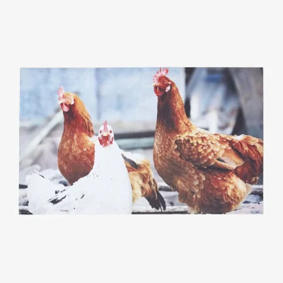 The Range Recycled Rubber Printed Chickens Doormat - Multi