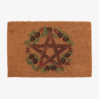 The Range Something Different Winter Solstice Pentagram Door Mat - Brown/Green/Red