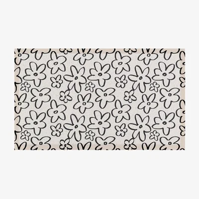 The Range Flower Lines Indoor Outdoor Doormat - White