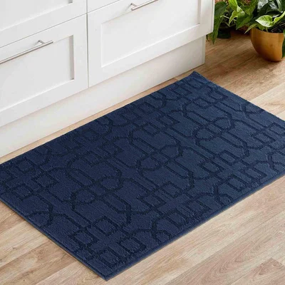 The Range Ivy Washable Cubed Trellis Design Anti Slip Doormats - Runners - Navy / 120x160 cm Rectangle