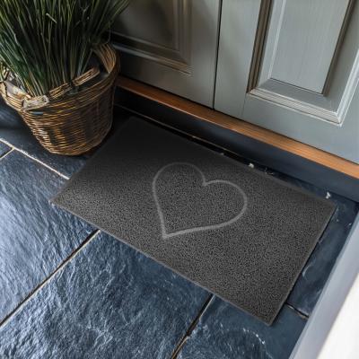 The Range Heart Embossed PVC Spaghetti Coil Doormat - Dark Grey / 60cm x 40cm