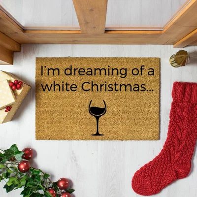 The Range I'm Dreaming of a White Wine Christmas Doormat - Black