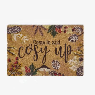 The Range Cosy Autumn Non-Slip Coir Doormat, 60 x 40 cm - Brown
