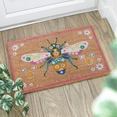 The Range Coir Floral Bee Doormat - 60cm