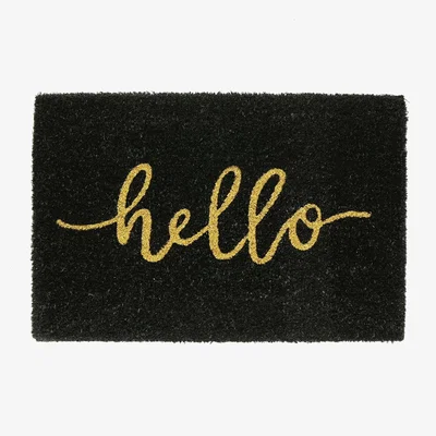 The Range Hello Coir Door Mat - Black