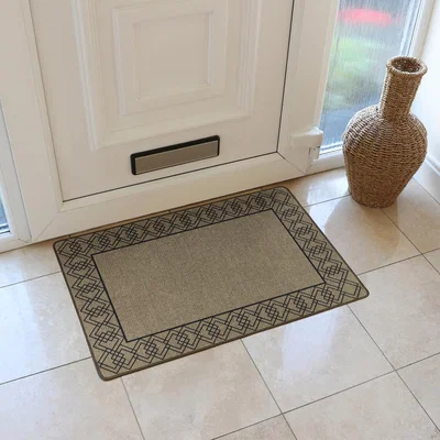 The Range JVL Elegance Door Mat 50 x 75 cm, Diamond Border - Beige