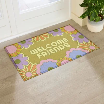 The Range Elizabeth Olwen Welcome Friends Indoor/Outdoor Doormat (90x60cm) - Multi / 90 x 60cm