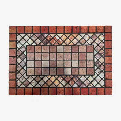 The Range Elegant Tile Mat Barrier Door Mat - Red Edge - Red / 90cm / 90cm x 60cm